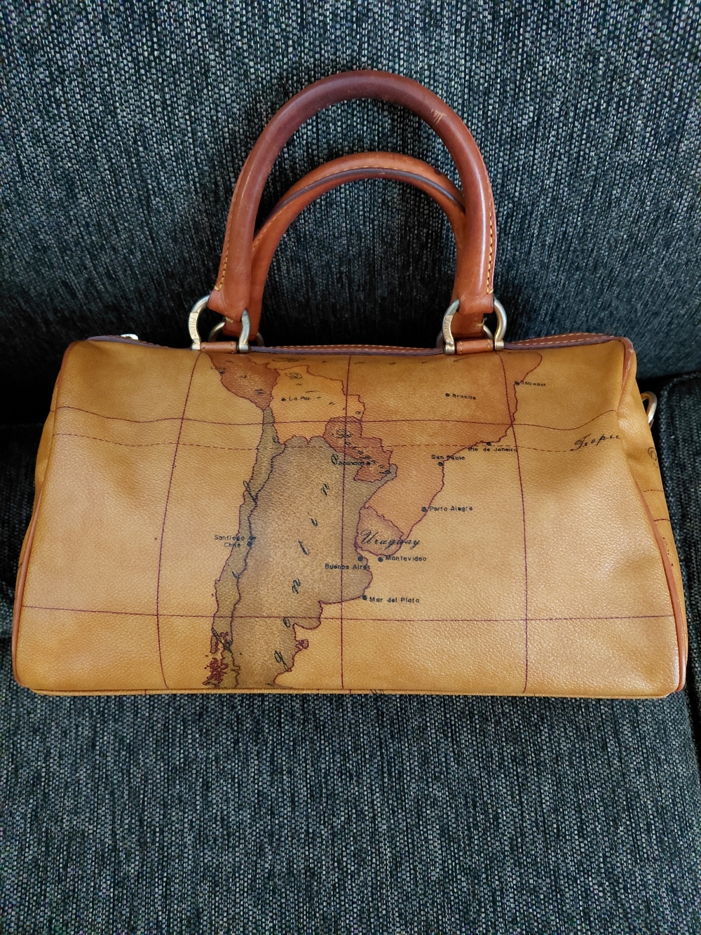 Alviero Martini Map-Print Boston Bag - Picture 3 of 10